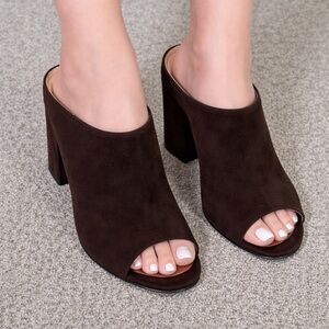 Sergio Rossi Dark Brown Suede Peep-Toe Mule NWT box included
